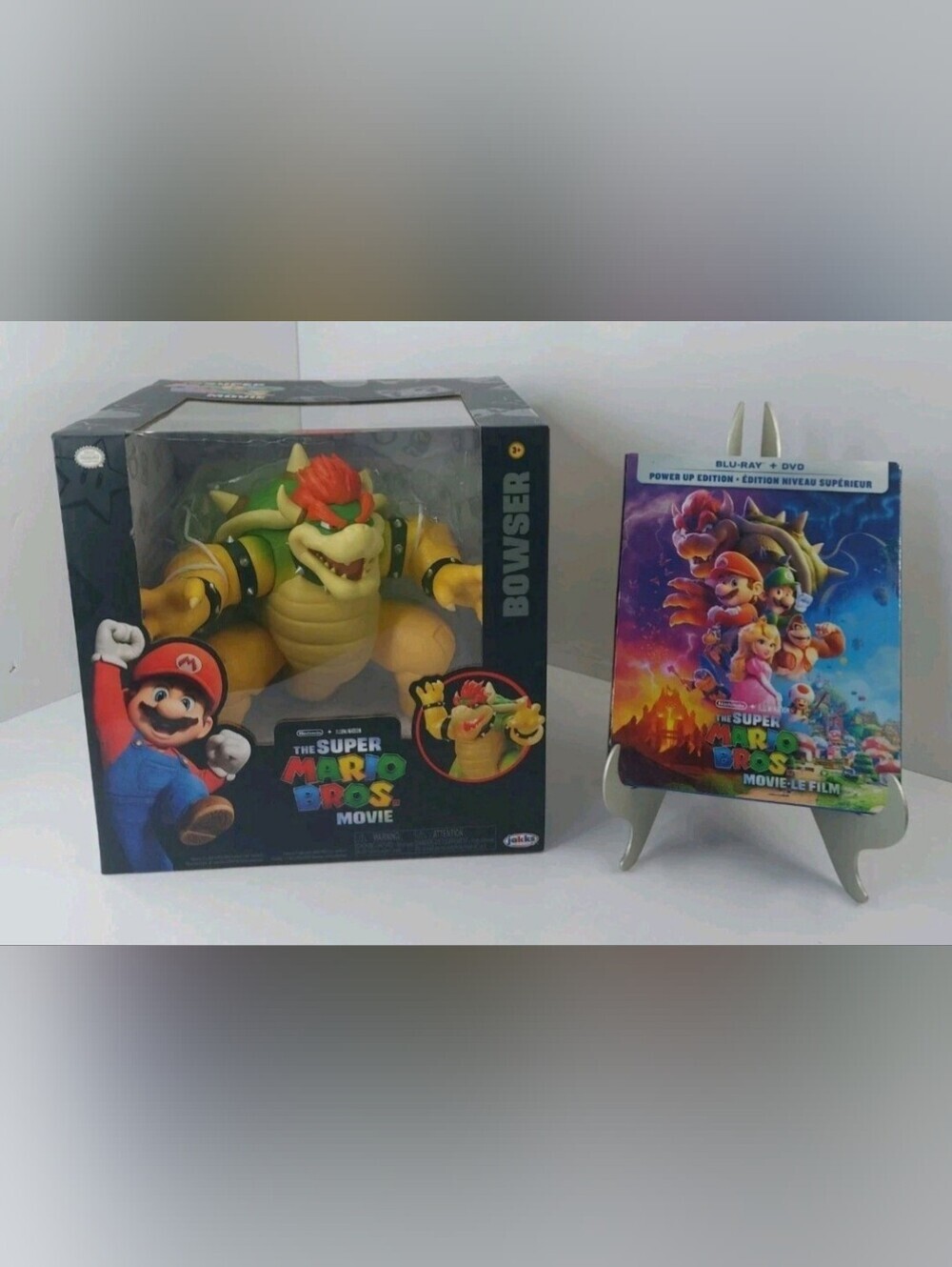 Super Mario Bros Movie Bowser 7" Figure Jakks Pacific & Blu-Ray DVD Power Up Ed